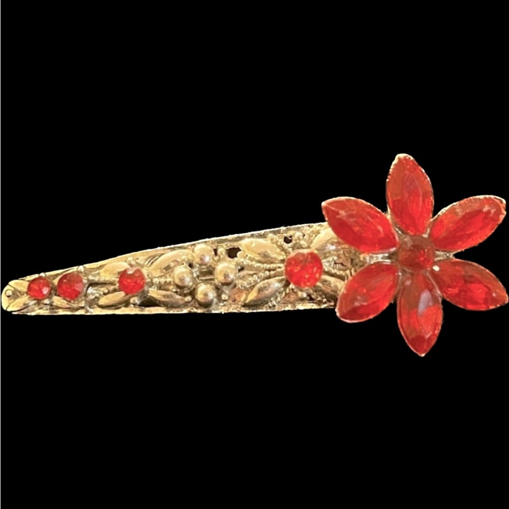 Red and Silver Hair Clip Accessory